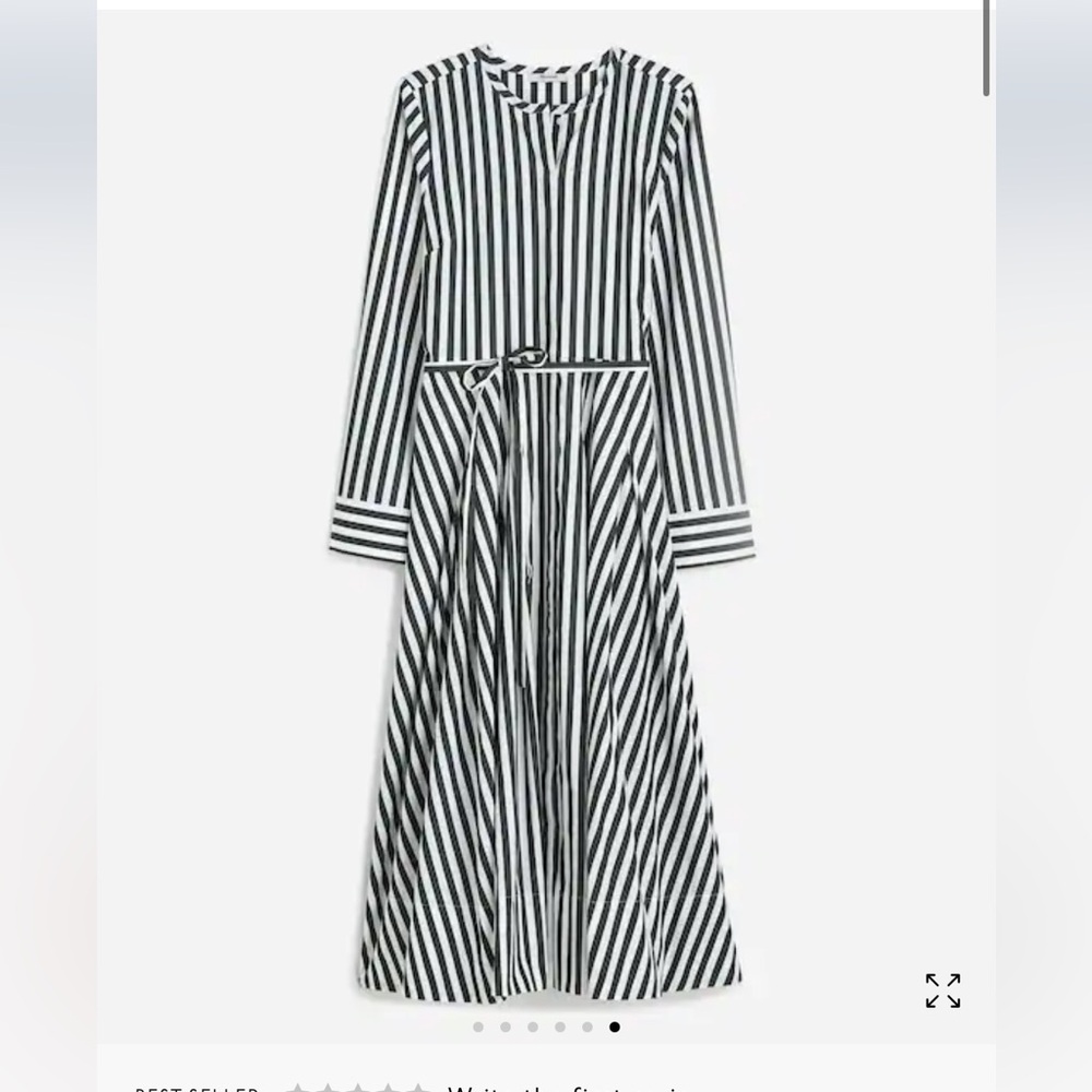 Madewell green and White Striped Long Sleeve Dress